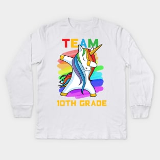 Team 10TH GRADE Unicorn Dabbing Gift Back To School Kids Long Sleeve T-Shirt